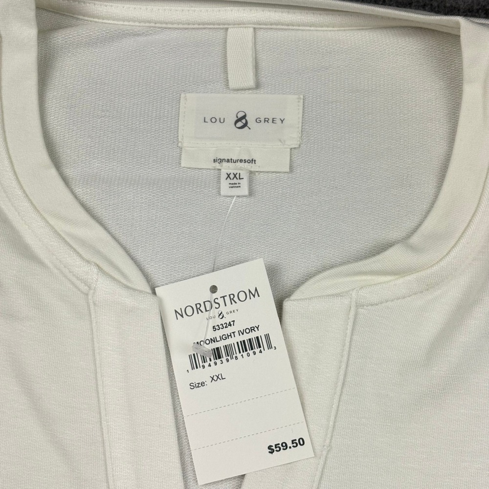 Lou & Grey Signaturesoft Tunic Top XXL Moonlight Ivory Long Sleeve Nordstrom NEW - Picture 3 of 8